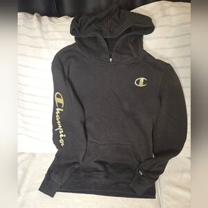 Champion Black Hoodie with Gold Logo
